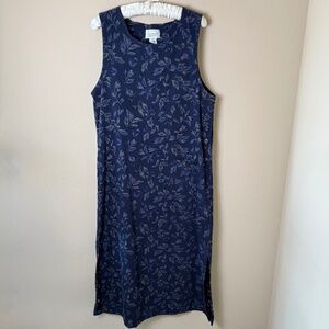 Vintage Christopher & Banks Maxi Dress Long Jumper Womens 10 Blue Floral 90s